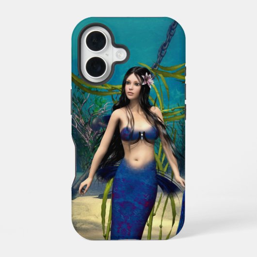 Coque iPhone 16 Sirène Bleue (Verso)