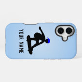 Coque iPhone 16 Skateboarder guy faisant des Tricks - bleu cool pe (Verso Horizontal)