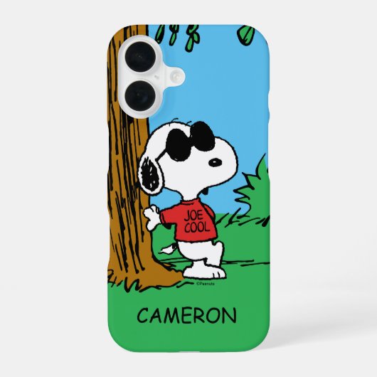 Coque iPhone 16 Snoopy "Joe Cool" debout (Verso)