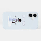 Coque iPhone 16 Snowman with hat and scarf. I Love Snow (Verso Horizontal)