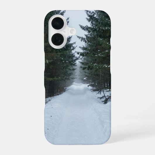 Coque iPhone 16 Snowy Forest Path Winter Phone Case (Verso)