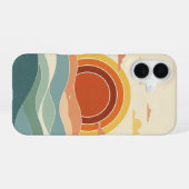 Coque iPhone 16 Soleil nuageux rétro (Verso Horizontal)