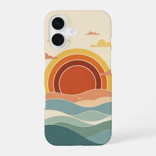 Coque iPhone 16 Soleil nuageux rétro (Verso)