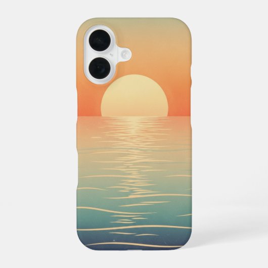 Coque iPhone 16 Soleil Rétro sur l'Océan (Verso)