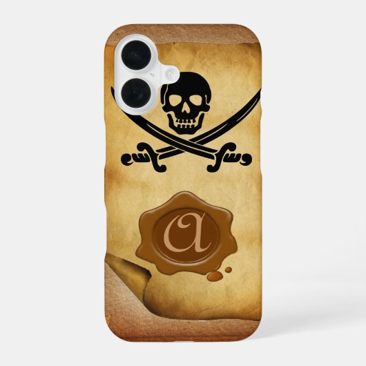Coque iPhone 16 SQUELETTE ÉPÉES CROISÉES monogramme sceau de cire (Verso)