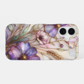 Coque iPhone 16 Stained glass violet flower (Verso Horizontal)