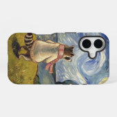 Coque iPhone 16 Starry Night Stroll - Cosy Raccoon Art (Verso Horizontal)