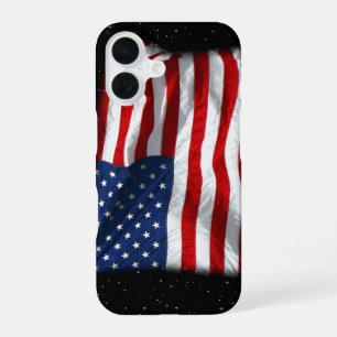 Coque iPhone 16 Stars and Stripes Drapeau USA Patriotique Américai