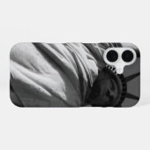 Coque iPhone 16 statue de liberté bw (Verso Horizontal)