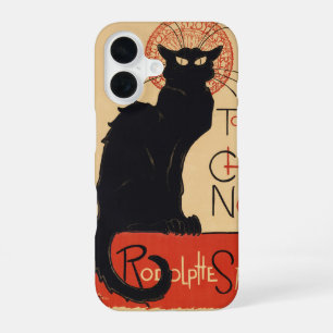 Coque iPhone 16 Steinlen Art Nouveau Chat Noir Vintage Imprimé Chi