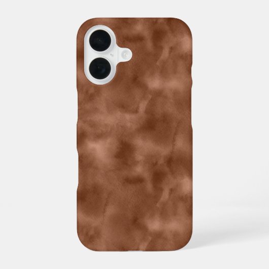 Coque iPhone 16 Style aquarelle abstrait brun chaud (Verso)