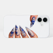 Coque iPhone 16 Style d'ongles bleu (Verso Horizontal)