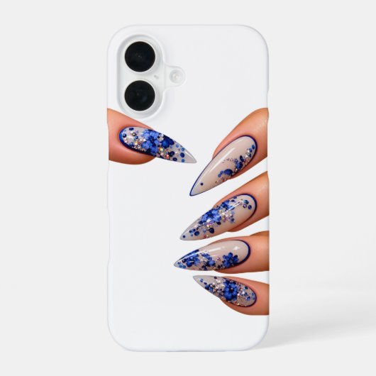Coque iPhone 16 Style d'ongles bleu (Verso)