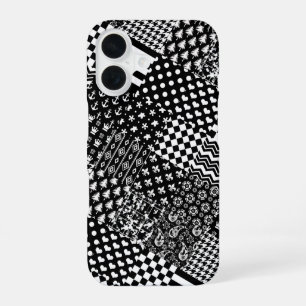 Coque iPhone 16 Style minimaliste Motif mixte noir blanc