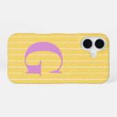 Coque iPhone 16 Stylish Jaune Chevrons ZigZag Monogramme (Verso Horizontal)