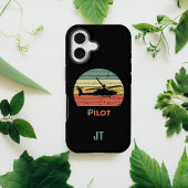 Coque iPhone 16 Sunset hélicoptère et rétro, monogrammé Cool