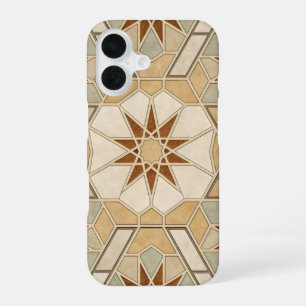 Coque iPhone 16 Surface mate en mosaïque étoile octogonale