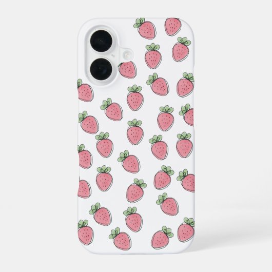 Coque iPhone 16 Sweet Strawberry Print (Verso)