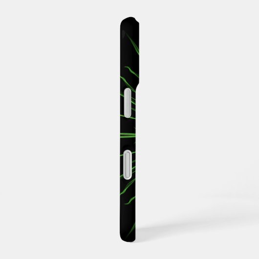 Coque iPhone 16 Symétrie noire Abstraite en néon vert (Côté droit)