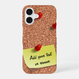 Coque iPhone 16 Tableau de liège DRÔLE avec texte personnalisable