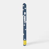 Coque iPhone 16 Taches de dalmatien bleu marine, Points, Tachetés, (Côté gauche)
