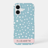 Coque iPhone 16 Taches de dalmatien bleues, Points de dalmatien, V (Verso)