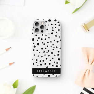 Coque iPhone 16 Taches de dalmatien, Taches, Noir et Blanc, Votre