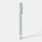 Coque iPhone 16 Taches de dalmatien vert menthe, Points, Votre Nom (Côté droit)