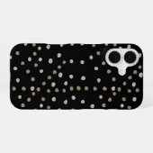 Coque iPhone 16 Taches de polka argent et or (Verso Horizontal)