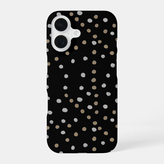 Coque iPhone 16 Taches de polka argent et or (Verso)