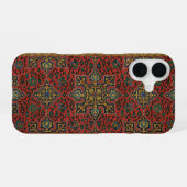 Coque iPhone 16 Tapis persan rouge bleu classique (Verso Horizontal)