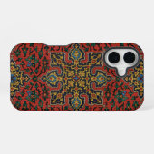 Coque iPhone 16 Tapis persan rouge bleu classique (Verso Horizontal)