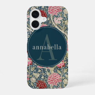 Coque iPhone 16 Tapisserie Vintage Dark William Morris Monogramme