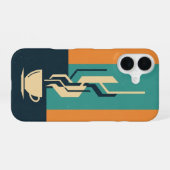 Coque iPhone 16 Tasse à café géométrique (Verso Horizontal)