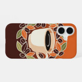 Coque iPhone 16 Tasse à café rétro florale (Verso Horizontal)