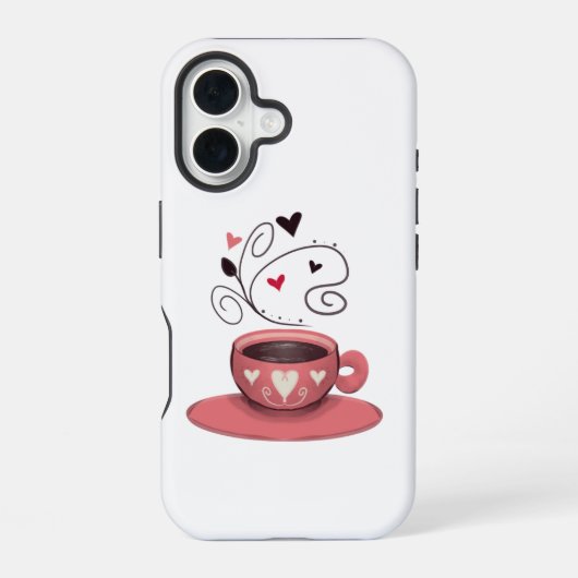 Coque iPhone 16 Tasse à café rose (Verso)