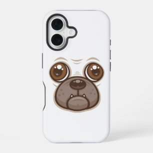 Coque iPhone 16 Tasse Chien Caricatural Pug Visage Chiot