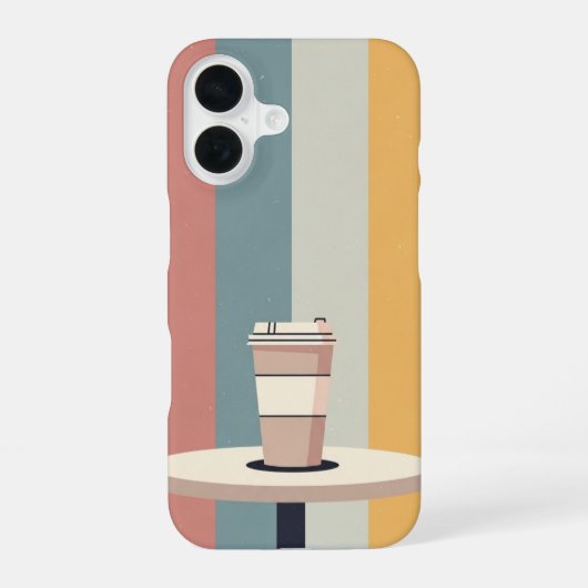 Coque iPhone 16 Tasse de café à emporter rétro (Verso)