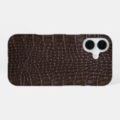 Coque iPhone 16 Taupe moderne Croc Cuir Texture (Verso Horizontal)