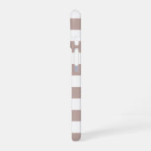 Coque iPhone 16 Taupe rose et bande blanche personnalisée (Côté gauche)