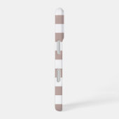 Coque iPhone 16 Taupe rose et bande blanche personnalisée (Côté droit)