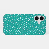 Coque iPhone 16 Teal Polka Dot Pattern Phone Case (Verso Horizontal)