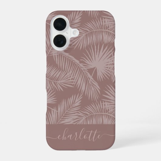 Coque iPhone 16 Terracotta Tropical Botanical Palm Feuille Motif (Verso)