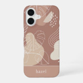Coque iPhone 16 Terre cuite Argile Boho Tropical Monstera Feuille (Verso)