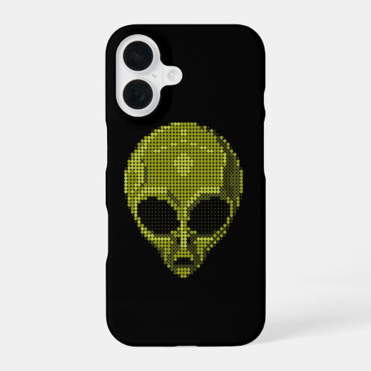 Coque iPhone 16 Tête d'alien vert (Verso)