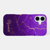 Coque iPhone 16 Texture criquée violette (Verso Horizontal)