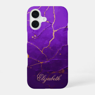 Coque iPhone 16 Texture criquée violette