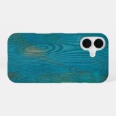 Coque iPhone 16 Texture de grain de bois abstrait élégant bleu sar (Verso Horizontal)