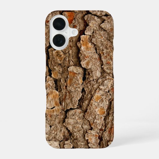 Coque iPhone 16 Texture de l'écorce de pin (Verso)