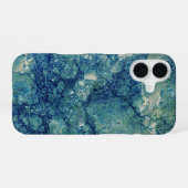 Coque iPhone 16 Texture de marbre vert Turquoise bleu (Verso Horizontal)